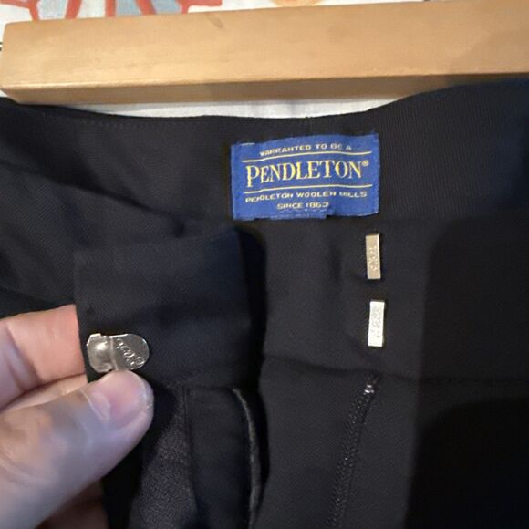 VTG Pendleton Navy 100% Virgin Wool Dress Pants High-Rise Blue | Sz 14/31W - Picture 5 of 11